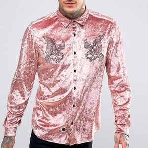 Velvet Shirt with Embroidery